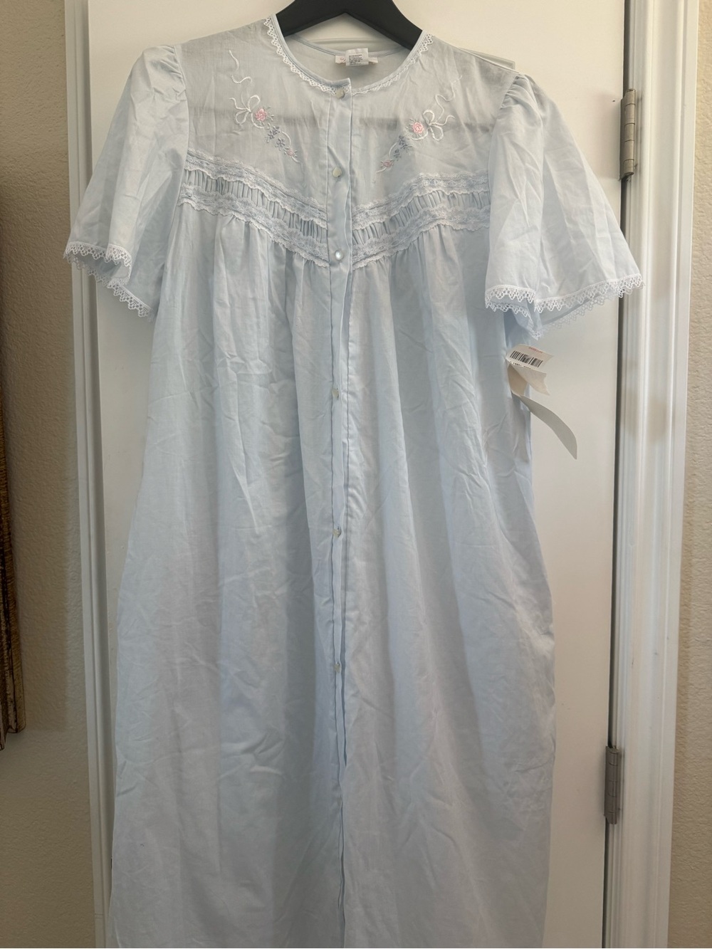 Vintage deadstock Light Blue Embroidered Nightgown